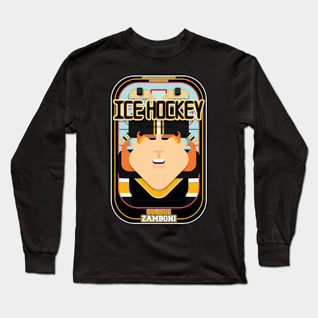 Ice Hockey Black and Yellow - Boardie Zamboni - Jacqui version Long Sleeve T-Shirt by Boxedspapercrafts